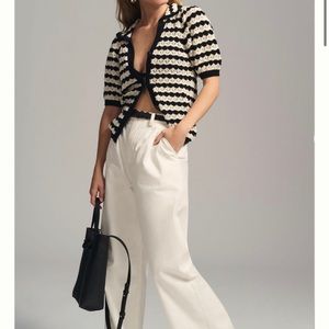 Maeve Short-Sleeved Polo Cardigan Sweater